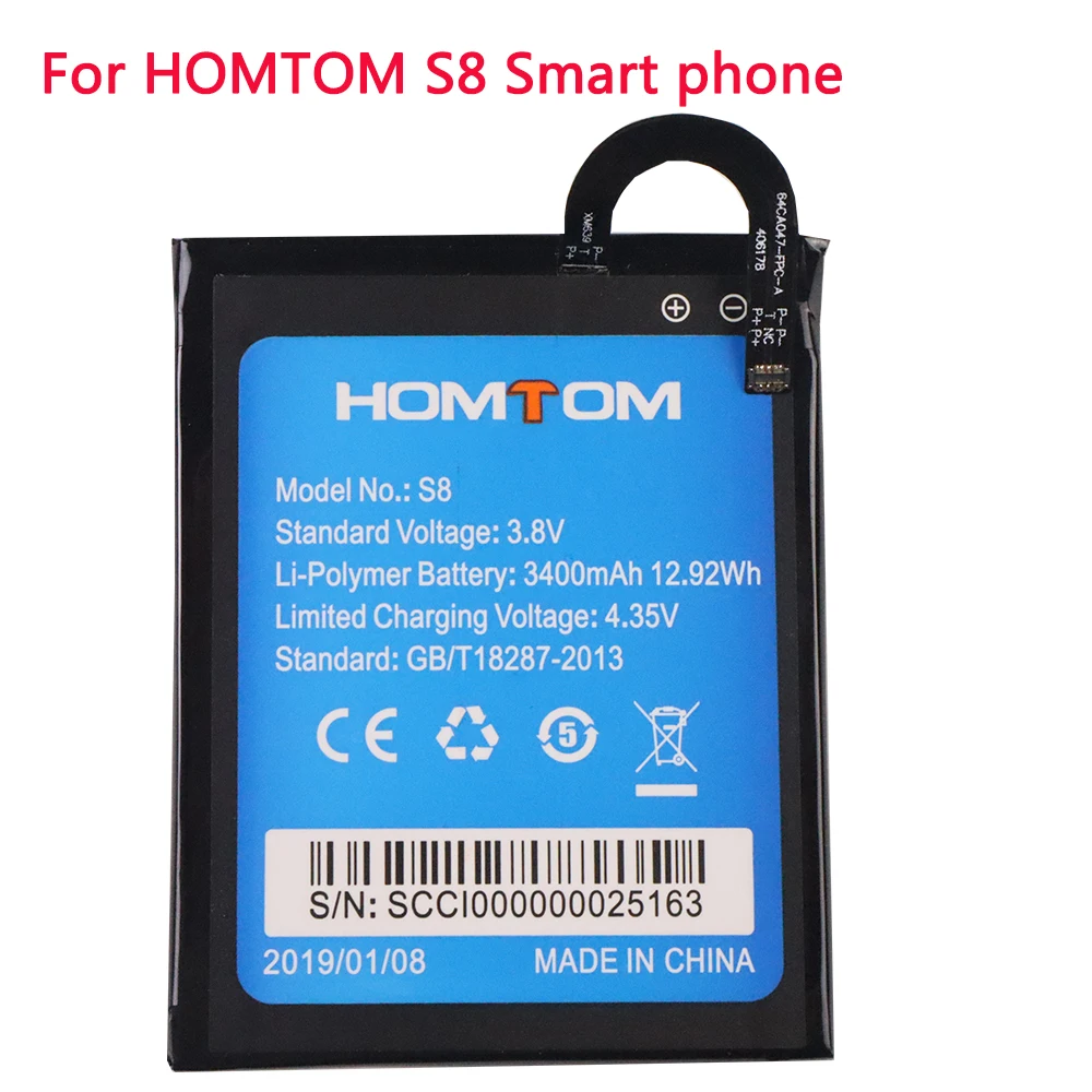 

100% New Original HOMTOM S8 Battery Replacement 5.7inch 3400mAh Backup Batteries Replacement For HOMTOM S8 Smart Phone