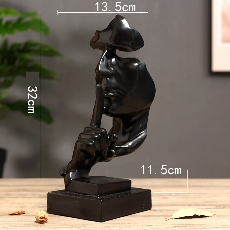 Статуи 32 см из смолы Тихая Золотая маска статуя абстрактные украшения статуэтки