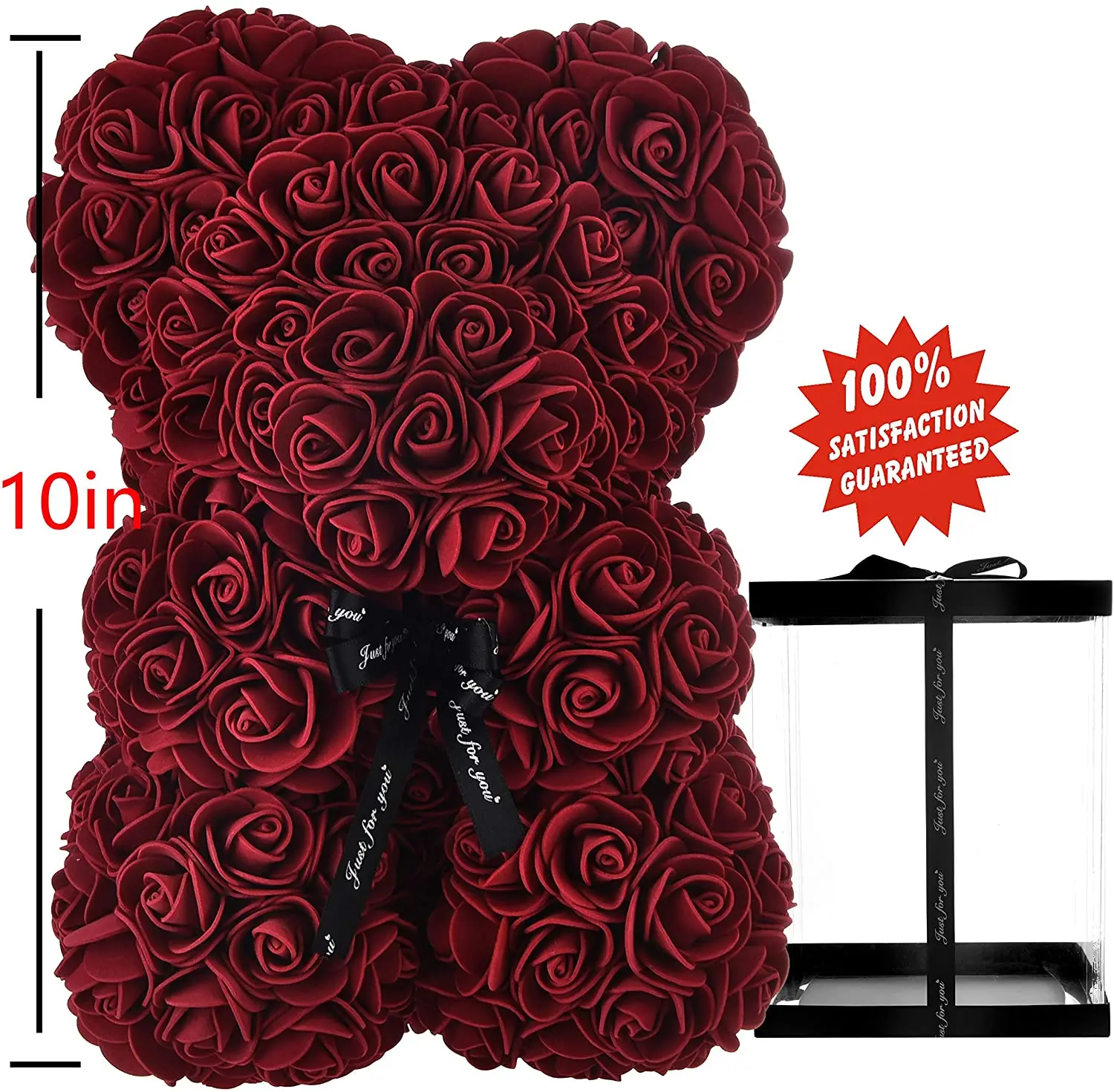 

Valentines Day Gift Red Rose Teddy Bear Rose Flower Artificial Decoration Christmas Gifts Women Valentines Gift 25cm