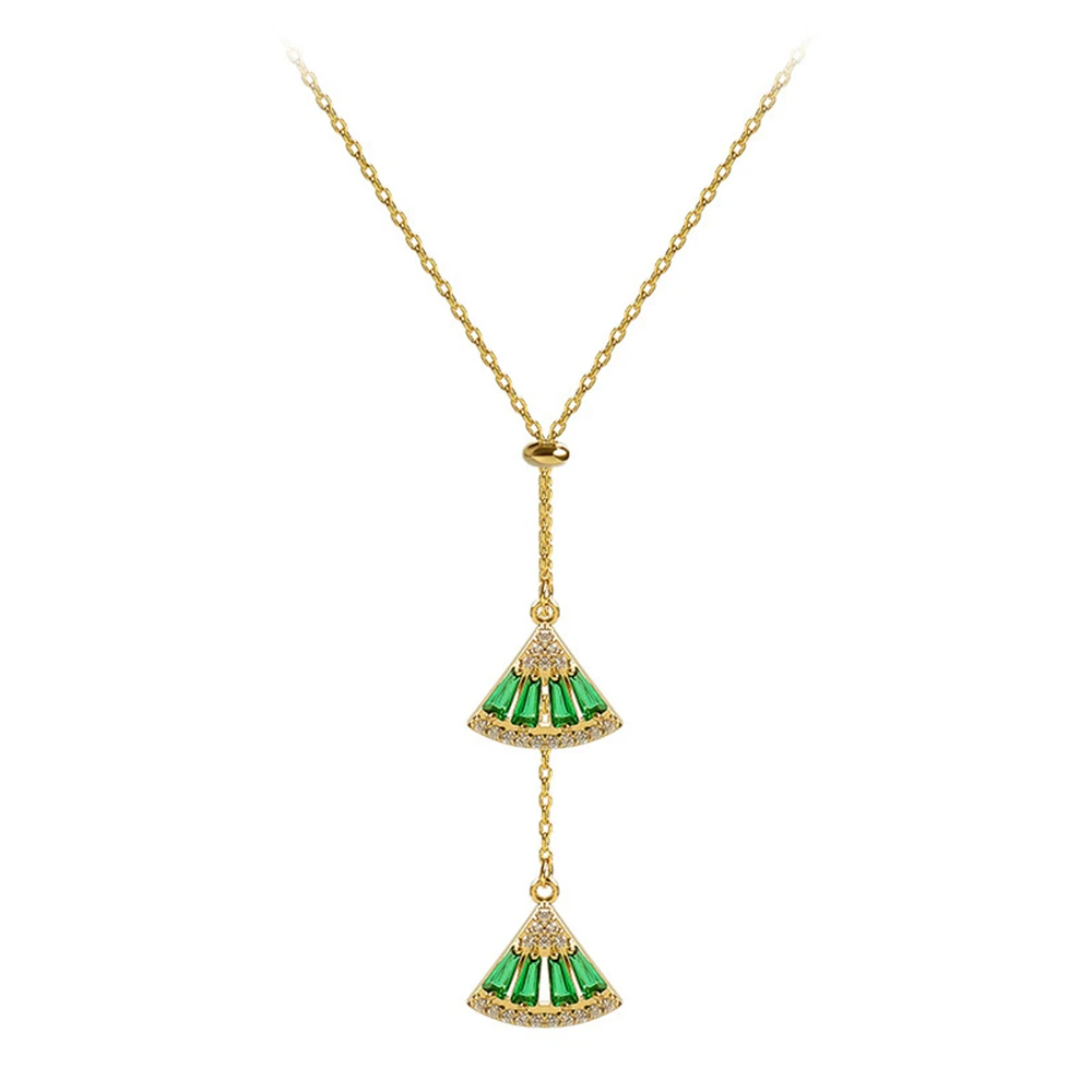 

Classic Green White Crystal Geometric Necklace Pendant Chokers Necklace For Women Statement Jewelry 2021 New Fashion