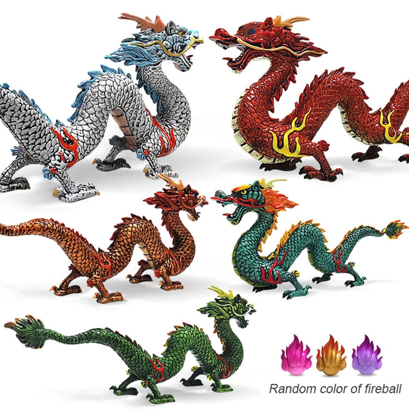

Китайский фигура дракона на стол из ПВХ, украшение фэн-шуй, Статуя Дракона для домашнего декора, детские подарки, яркие цвета