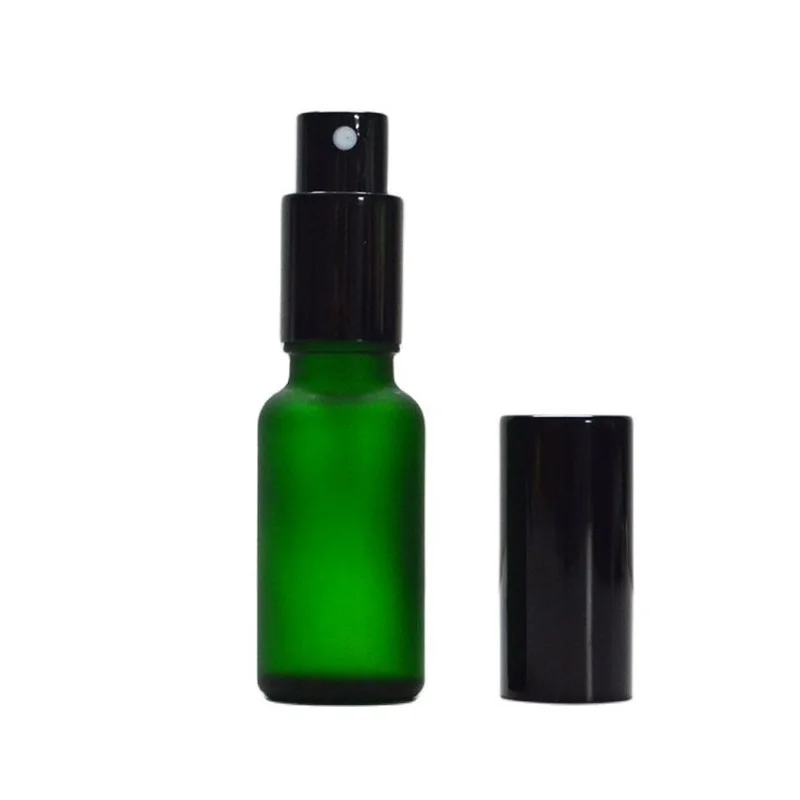 Green Color Frosted Glass Cosmetic Bottles Spray Glass Bottles  Lotion Glass Sprayer Bottle, Black Cap Empty Glass Loyion Bottle