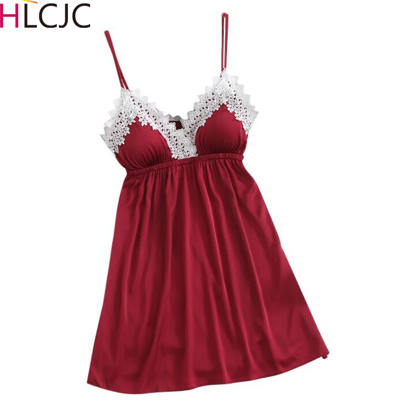 Летняя женская шелковая атласная ночная рубашка без рукавов Сексуальная