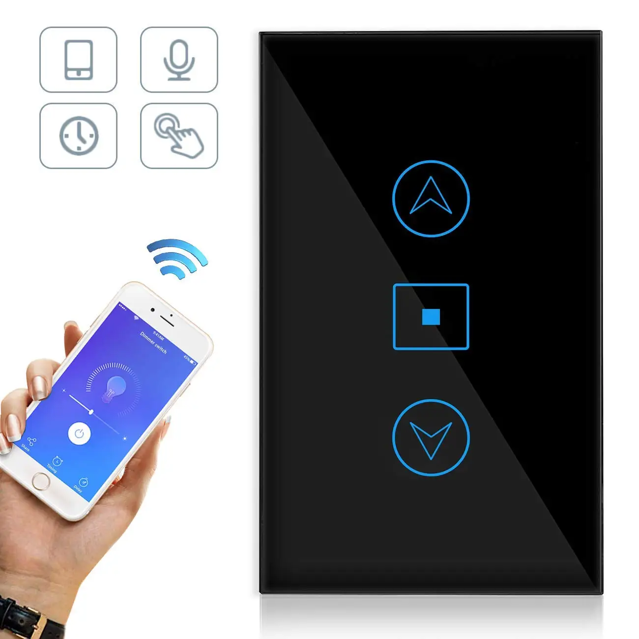 Black WiFi умный диммер, настенный светильник, сенсорная стеклянная панель, приложение Ewelink, голосовой пульт дистанционного управления, домашний комплект, работает с Alexa Google Home Siri - Цвет: Black