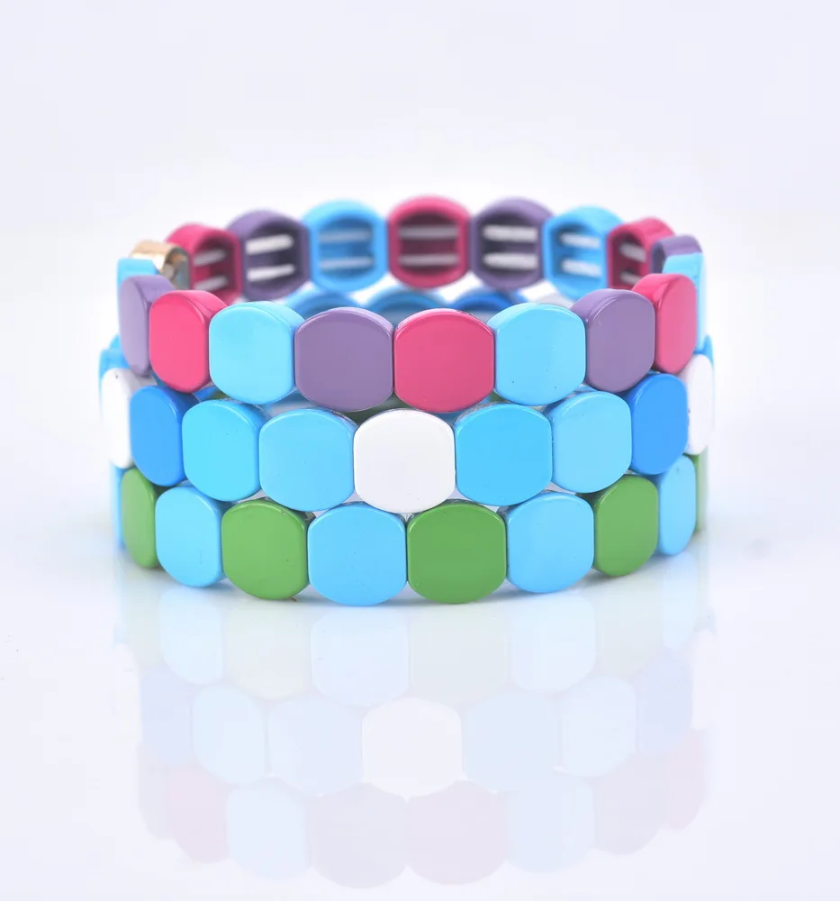 KSRA 2019 высокополированный Радужный Браслет из бисера эмаль растягивающийся