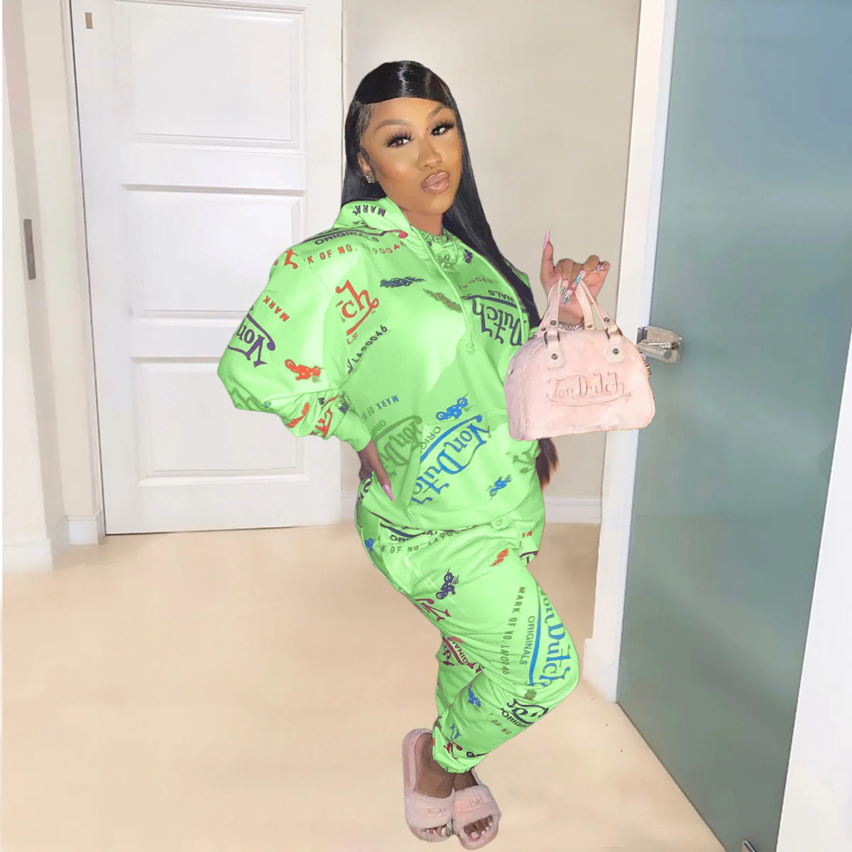 

Sportsuit Women Streetwear Tracksuits Hip Hop Casual Two Pieces Set Hoodie Sweatshirt and Sweatpants Activewear Matching Set