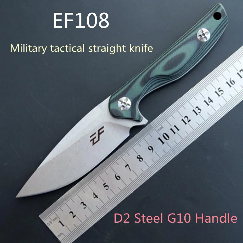 

HYSENSS EF108 военный тактический нож D2 Сталь G10Handle портативный охотничий Выживание Кемпинг самооборона спасение Фиксированное Лезвие Нож