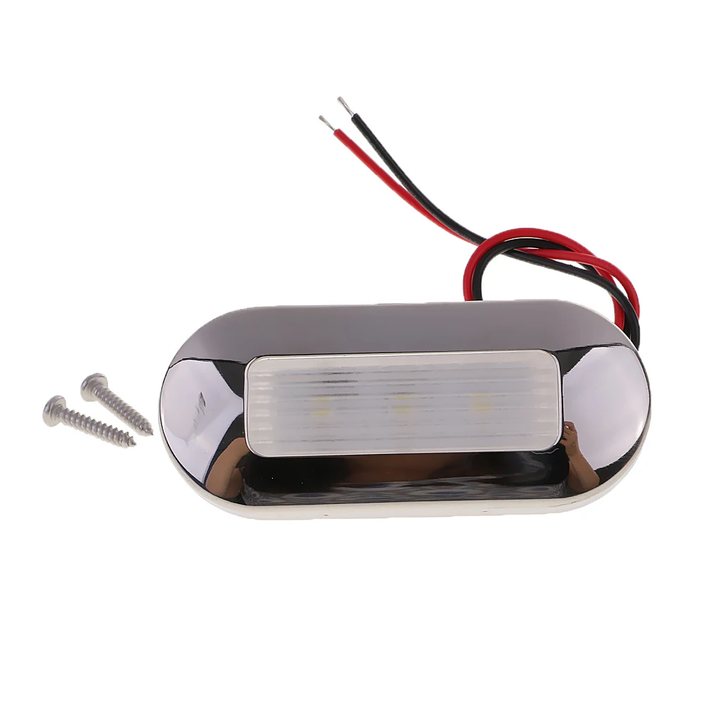 

2 PCS RV MARINE BOAT TRAILER LED WHITE OBLONG COURTESY LIGHT