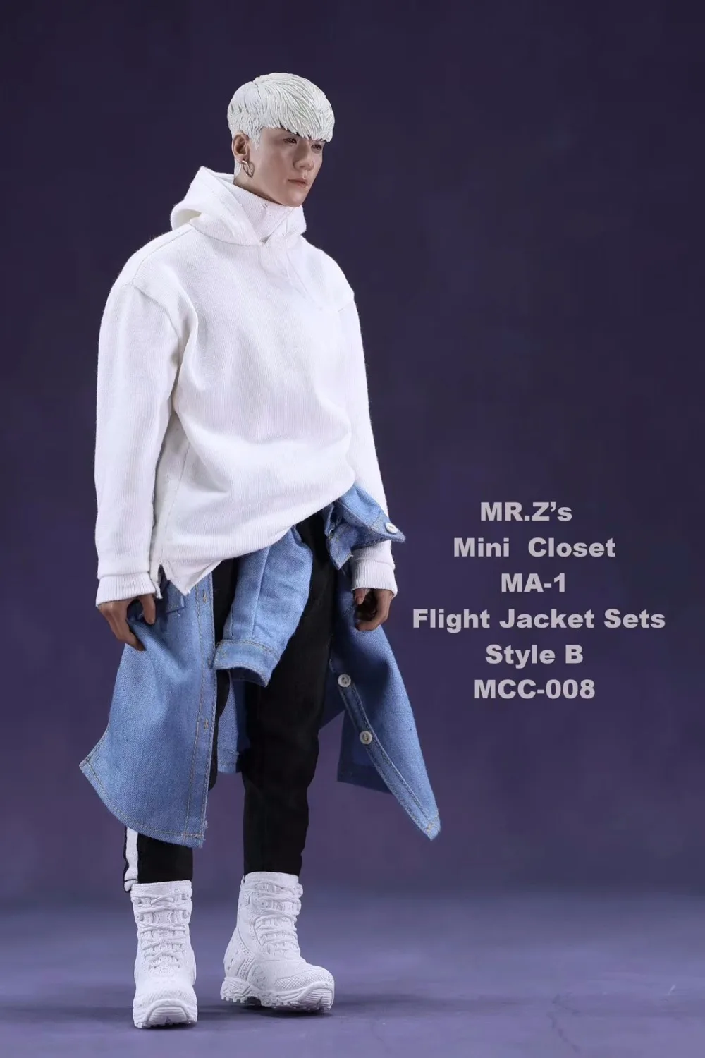 

1/6 Male Clothes Set Fashion MR.Z's Mini Closet MA-1 Flight Jacket Sets with Canvas Bucket Bag Style A/B/C for 12'' Figure Body