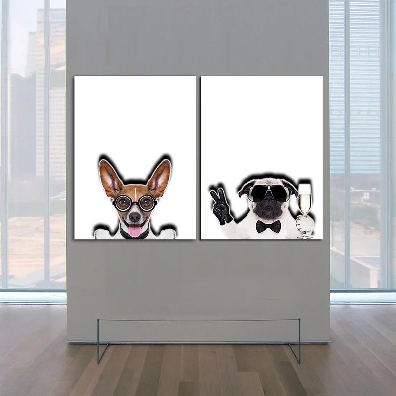 Cartoon Dogs Animals Oil Painting Modern Printed on Canvas Poster And Prints Pictures Artwork Home Decoration For Living Room | Дом и сад