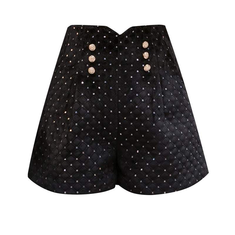 

Vintage High Waist Diamond Sequin Shorts Women Wide Leg Booty Short Summer Sexy Liner Shorts Black Shorts Girl Plus Size