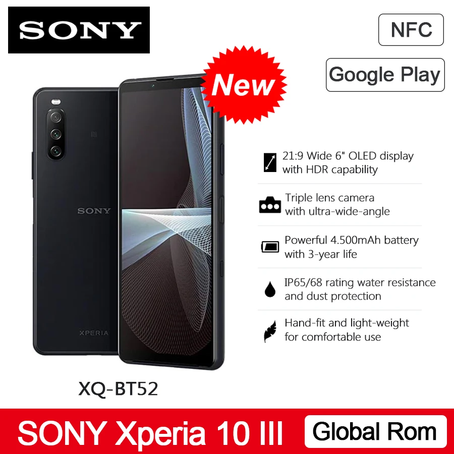 Оригинальный Смартфон Sony Xperia 10 III 5G 6 0 дюймов ГБ ОЗУ 128 Гб ПЗУ Восьмиядерный 4500 мАч