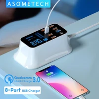 quick charge 3 0 smart usb type c charger phone usb charger fast charging desktop socket adapter station led display for iphone