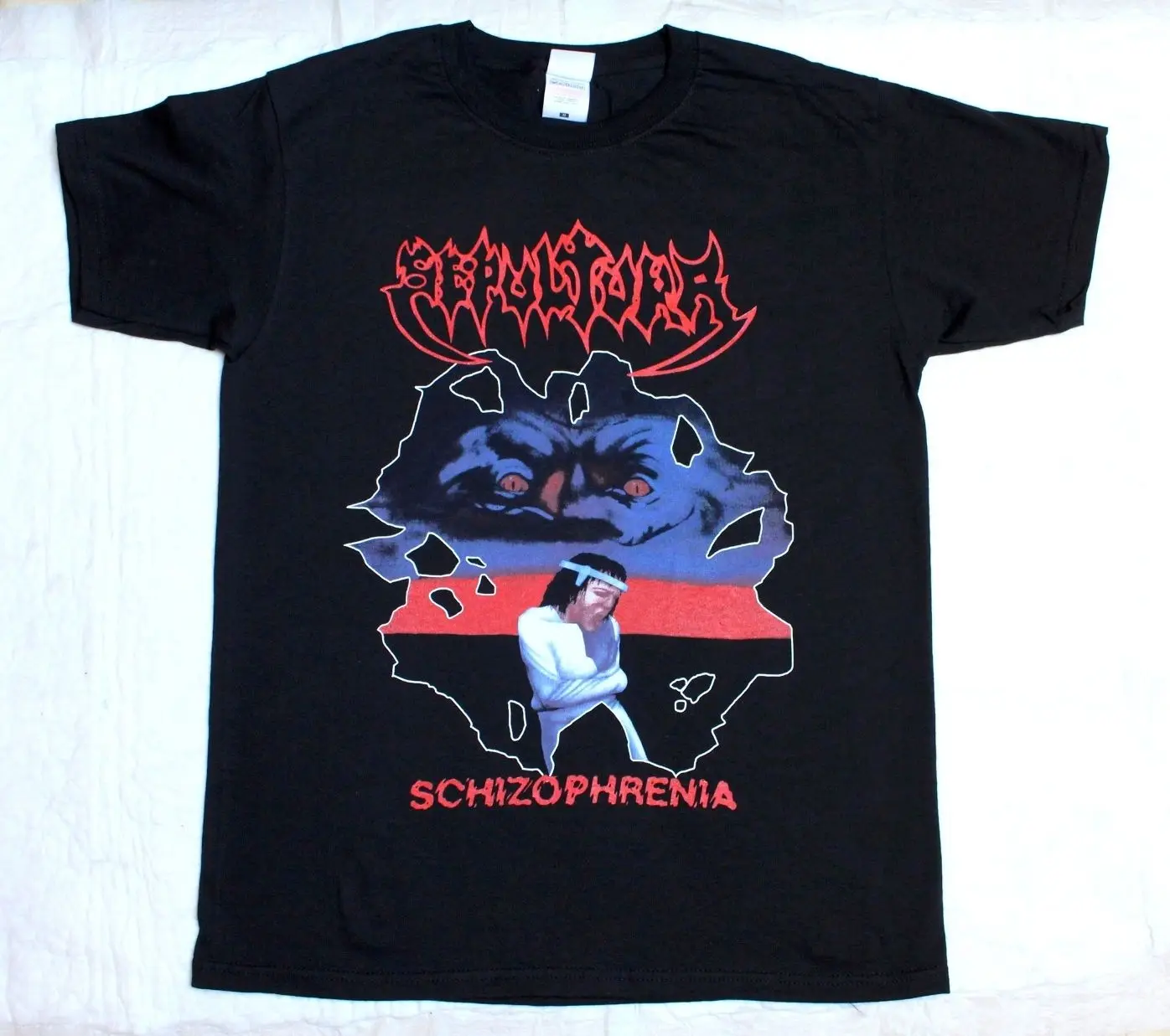 Черная футболка с заговором schizopreniaྒྷ SOULFLY в стиле кавалерии|Мужские футболки| |