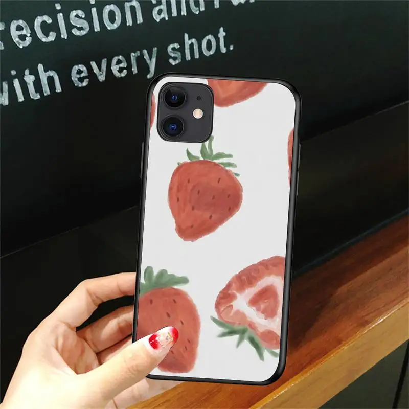 

Girly Heart Cute Strawberry Phone Case For Iphone 6 6s 7 8plus X Xr 11 12 Mini Pro Max Cover Fundas Coque