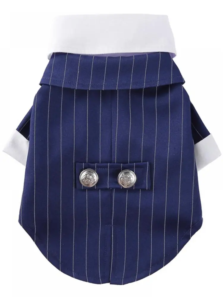 

Blue Pet Dog Clothes Striped Tie Tuxedo Gentleman Wedding Suit Pet Outfit Formal Shirt For Small Large Dogs Cats Puppy Costume
