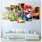 Настенные художественные модульные плакаты Марио, декоративные холщовые украшения для гостиной, спальни, детской комнаты, картина для дома, столовой, роспись, 5 шт.