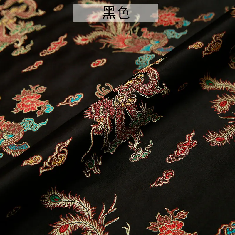

50*75cm One Piece Colored Dragon and Phoenix Pattern Brocade Fabric Cloth for Sewing Cyi Diy Felt Dress Screens Mat