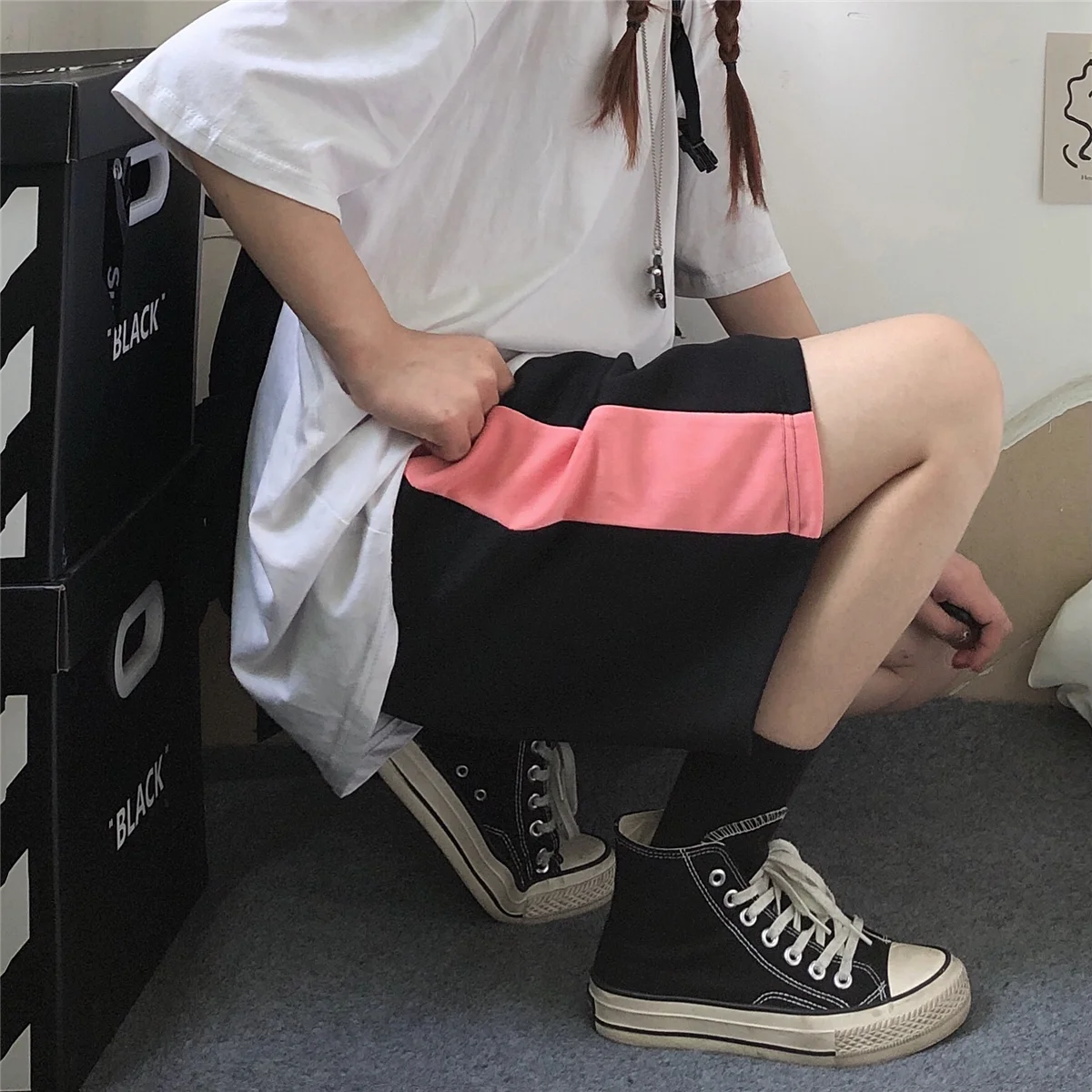 

2021 Summer New Women's Straight Shorts Loose Bf Wild Wide Leg Harajuku Unisex Sports Casual High Waist Shorts Ins Students