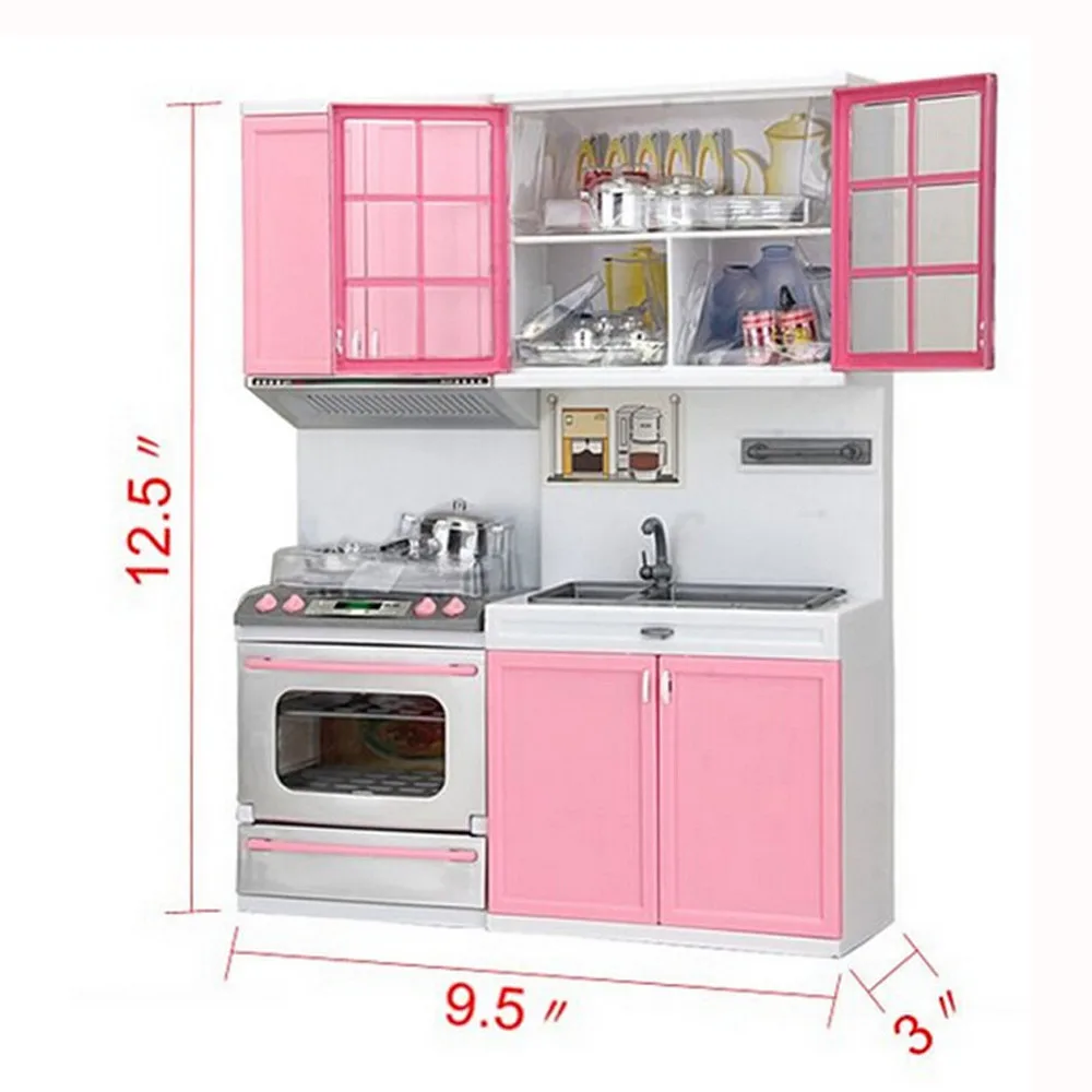 

Xmas Gift Mini Kids Kitchen Pretend Play Cooking Set Cabinet Stove Girls Toy Kitchen Play Toys Kid Educational Funny Gift