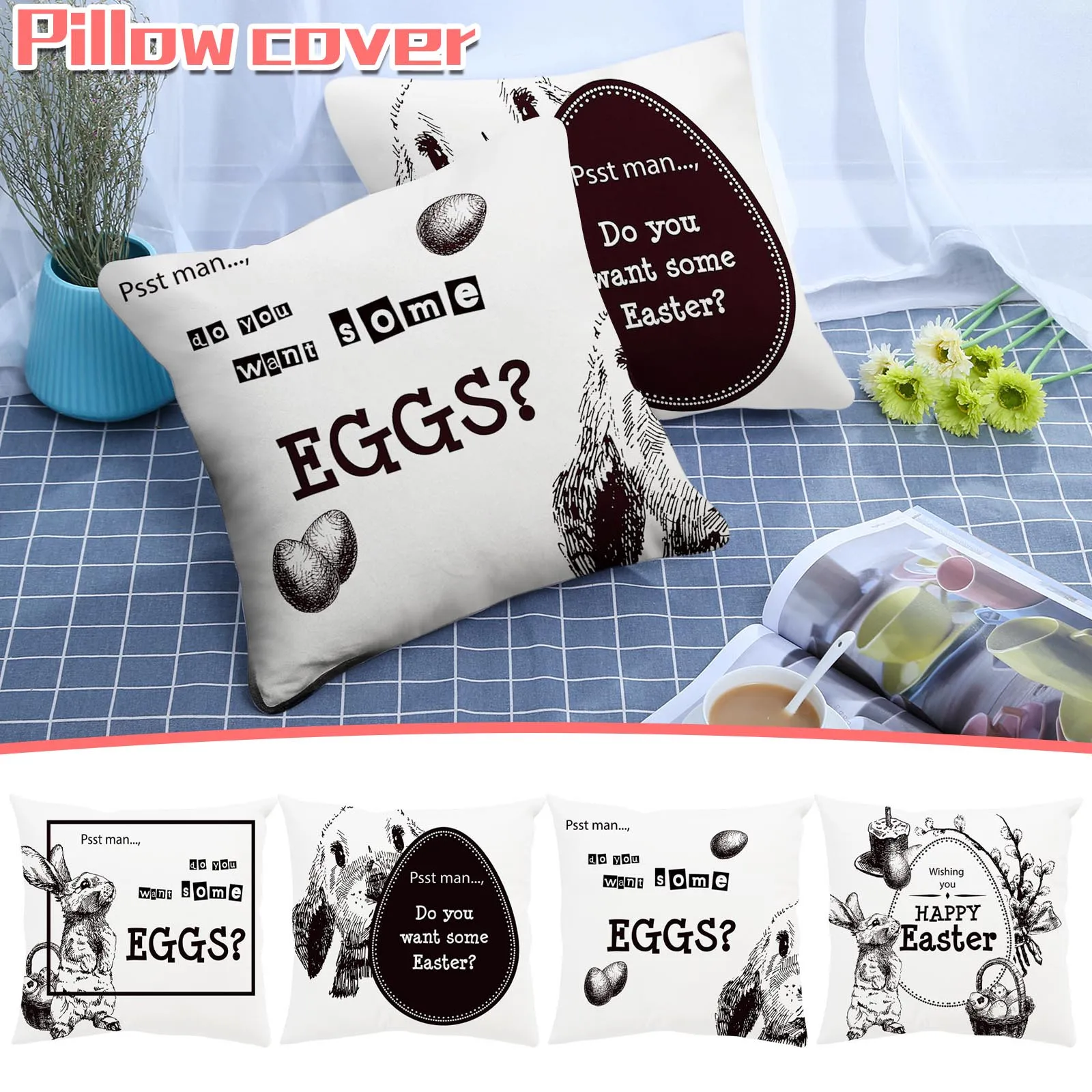 

Подушка Чехол кролик на пасхальную тему с изображением кролика и наволочка чехол для дивана и диванных подушек чехол на заказ украшение дом...