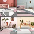 Модный и современный Моранди свежий розовый серый блок сшивание гостиная прикроватный коврик для спальни коврик на заказ