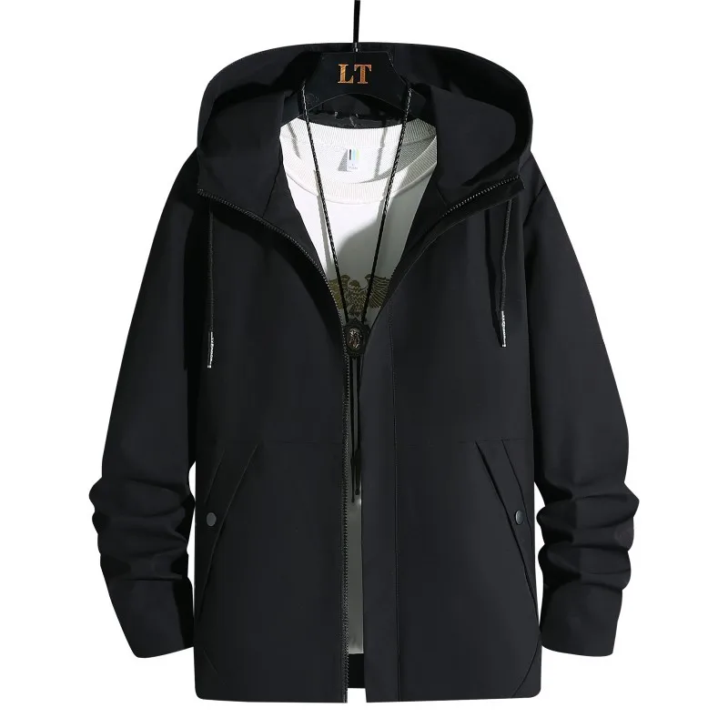 

2021 Men's New Autumn Thin Casual Jacket Teen Trend Solid Color Hoodie Workwear Jacket