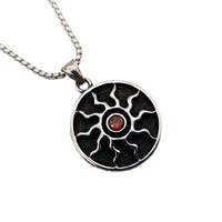 new red cz stone sun amulet pendant necklace men silver color 316l stainless steel sun amulet necklace fashion hip hop jewelry