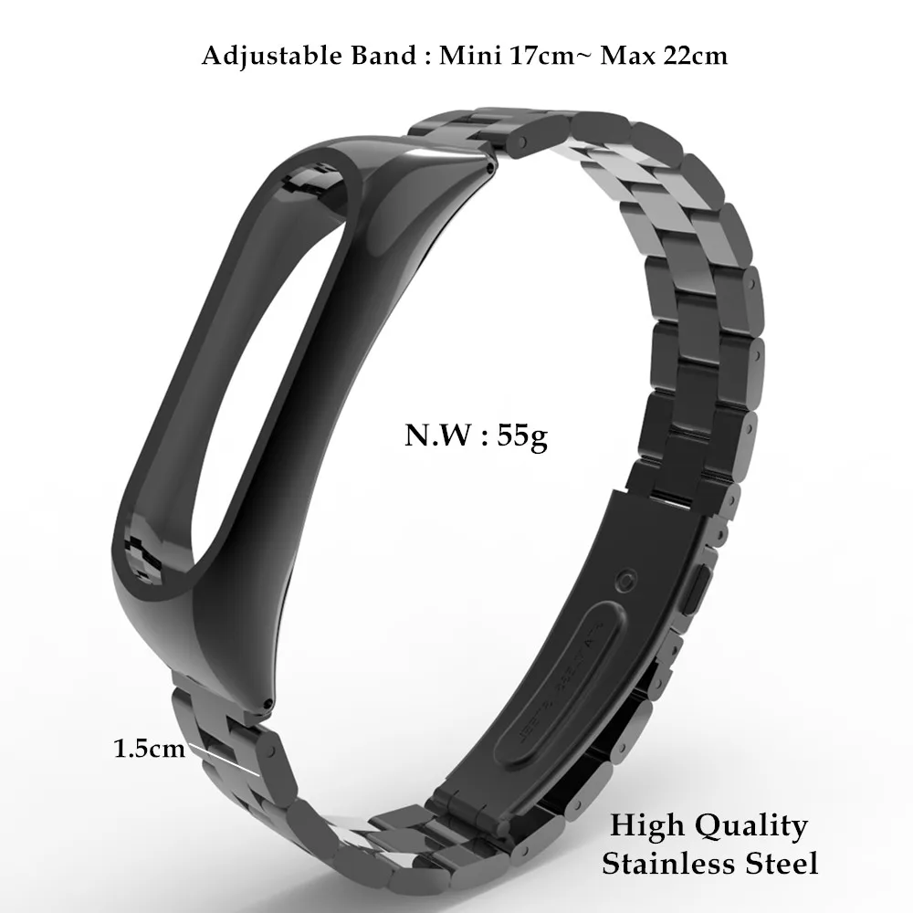 Безвинтовой mi band 2 умный Браслет для Xiao mi band 2 ремешок на запястье ремень из нержавеющей стали черный серебристый золотой
