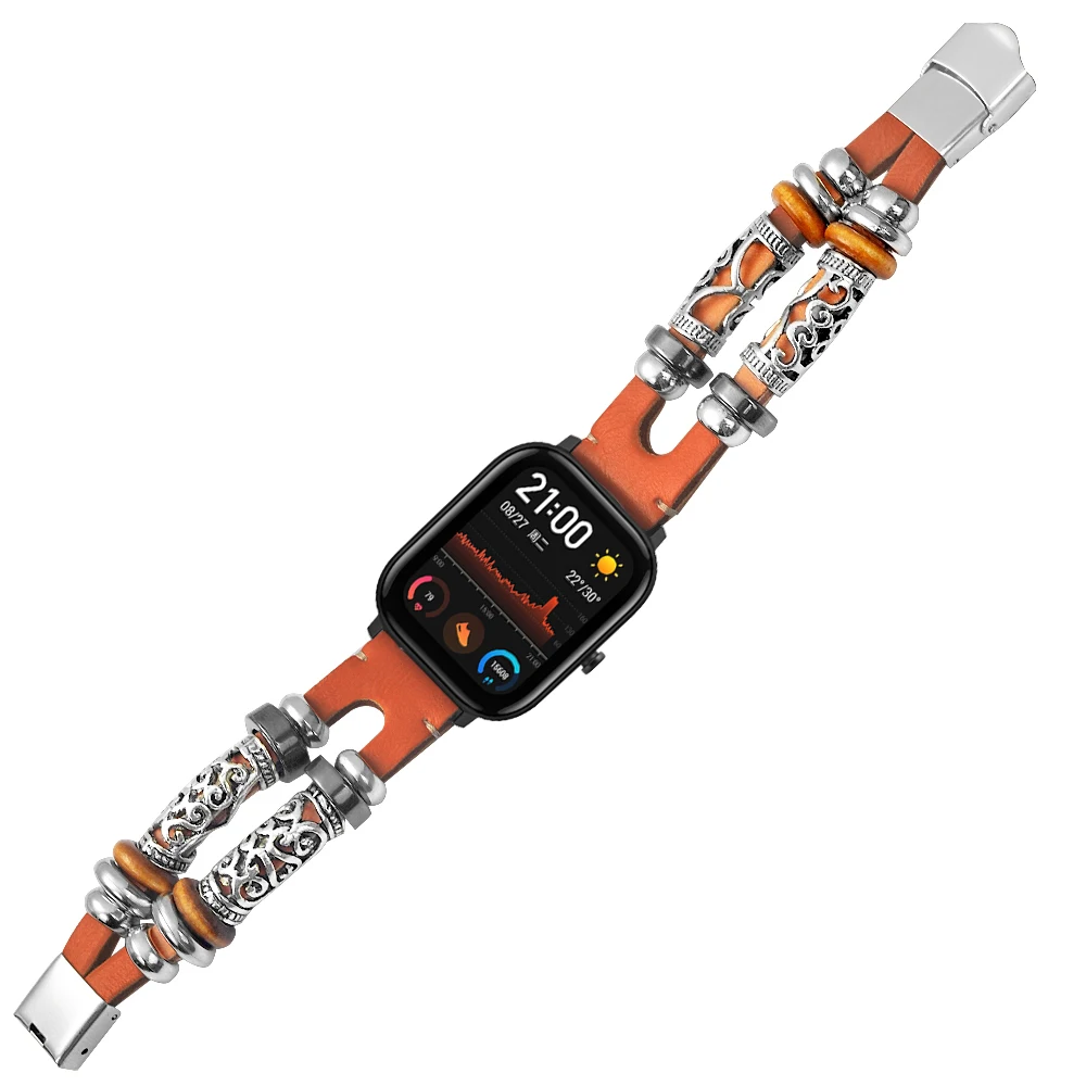 Для Amazfit GTS Band 20 мм DIY Индивидуальный винтажный металлический + кожаный сменный