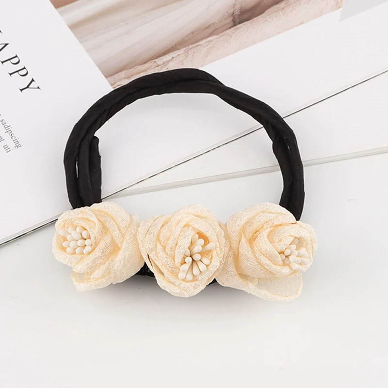 Style 3 Beige Для женщин дикий ободок для волос с цветами и жемчугом Магия валик для волос с бантом Кормушка Для DIY прическа; повязка для волос; делая инструменты аксессуары для волос - Цвет: Style 3 Beige