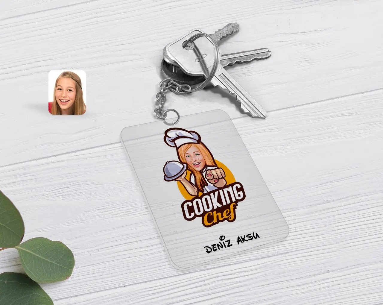 

Personalized Female Chef Caricature Of Transparent Plexiglass Anahtarlık-15