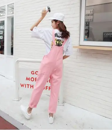 Летний осенний джинсовый комбинезон женские свободные джинсовые комбинезоны