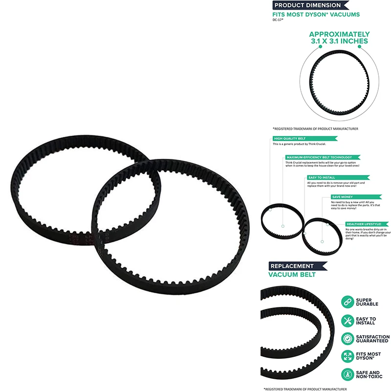 Replacement Vacuum Belts Compatible for Dyson Part 911710-01 & Models DC17 Powerful Long Lasting Vac Belts