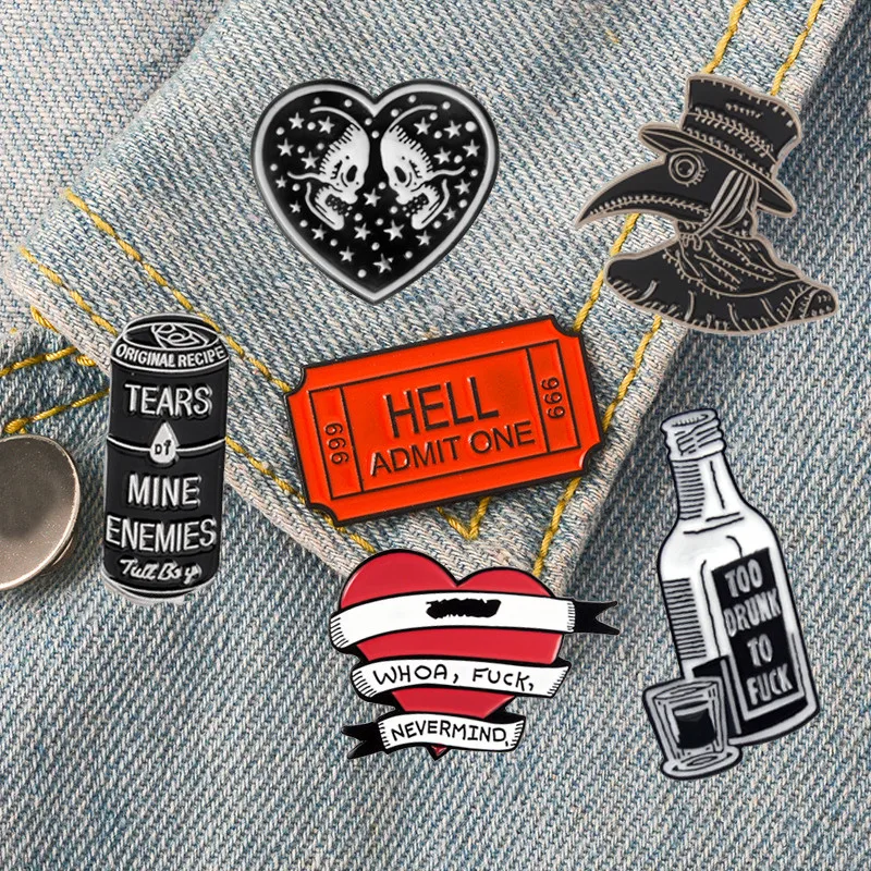 Эмалированные булавки в стиле панк коллекция Темно Черная брошь значок виде