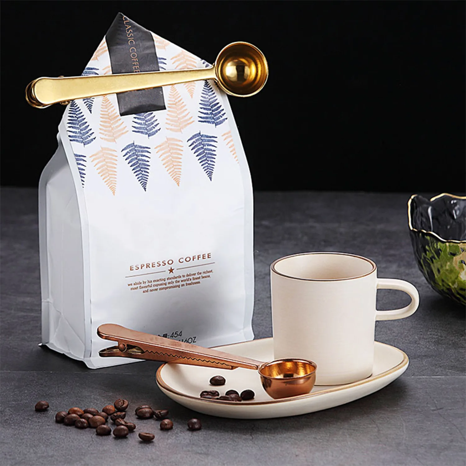 1 шт. 2 в кофейная ложка из нержавеющей стали с зажимом для пакета измерительная