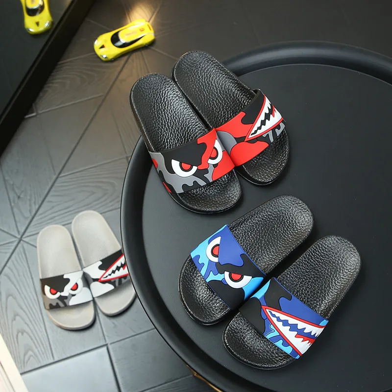 Детские Мультяшные тапочки акулы для маленьких мальчиков Летние босоножки Для