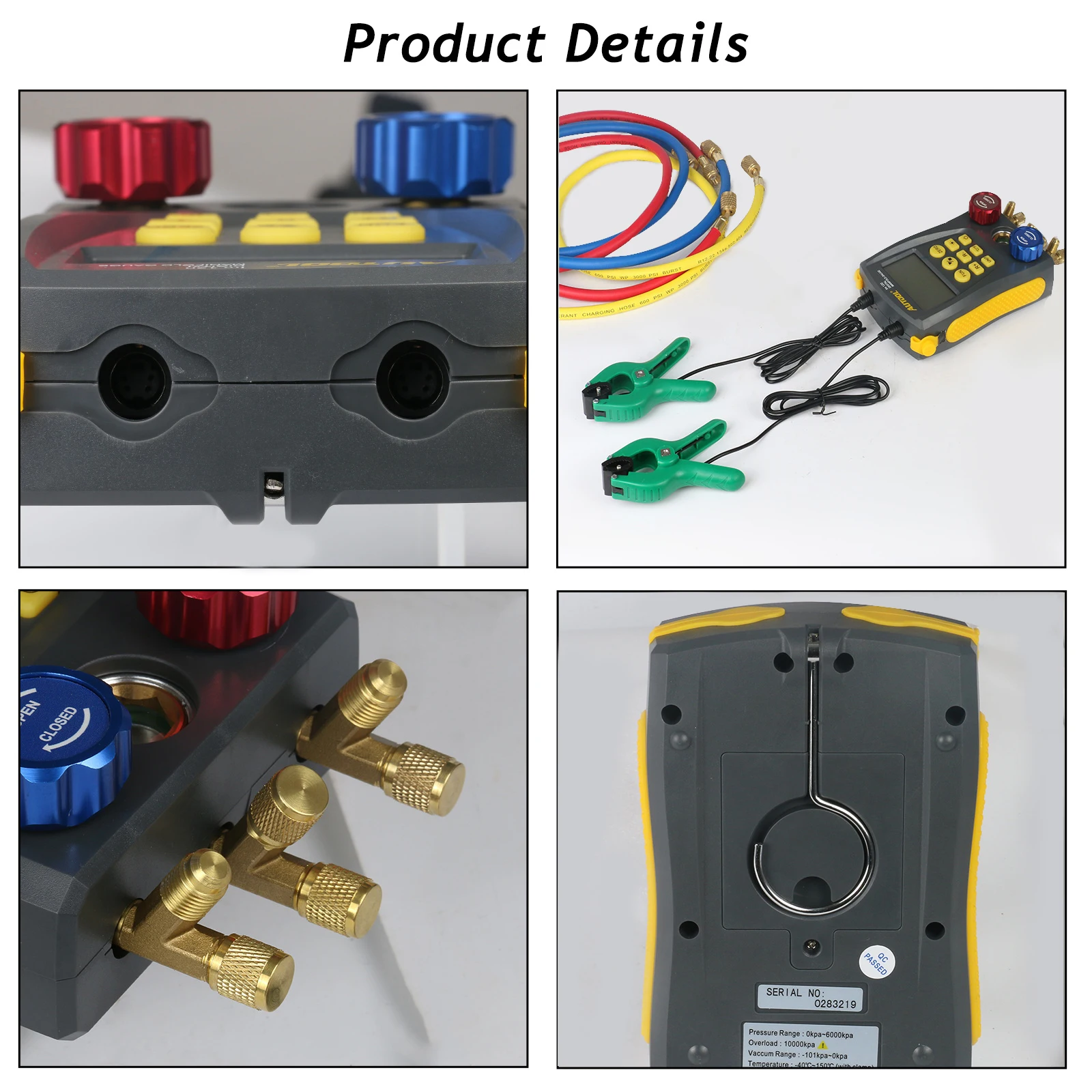 Цифровой вакуумный манометр AUTOOL LM120 + измеритель температуры для кондиционера и