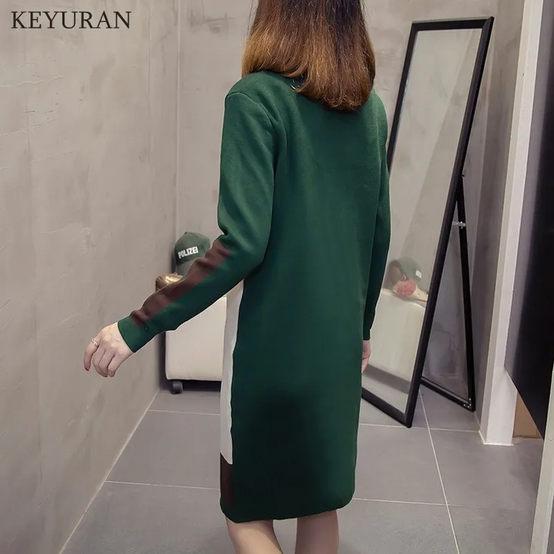 Женское осенне-зимнее модное платье средней длины размера плюс 3XL трикотажное