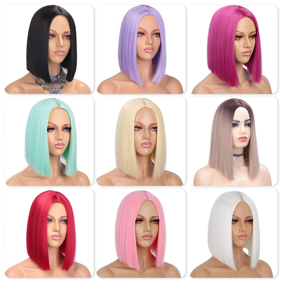 Синтетические прямые короткие парики AISI HAIR с эффектом омбре