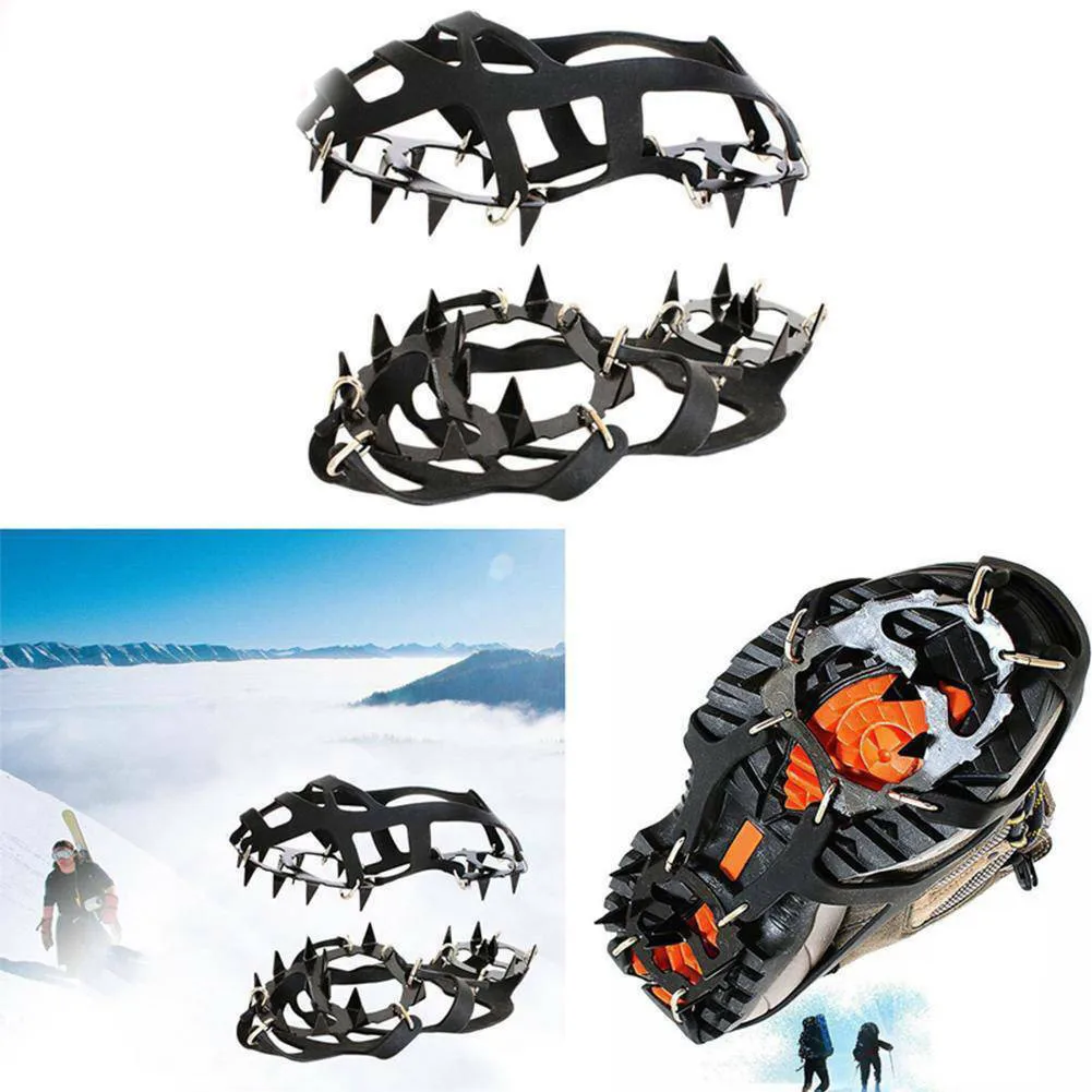 

Newly 1 Pair Snow Climbing Gripper Anti-slip Shoes Boots Cover Spike Cleats Crampons 18-tooth Silicone
