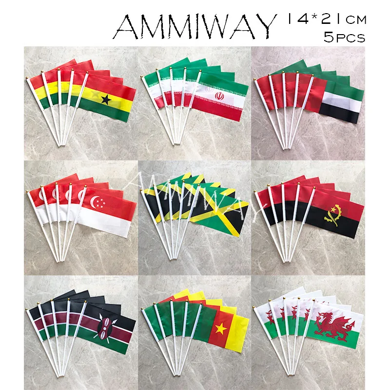AMMIWAY 14x21 см 5 шт. ручной флаги из Ирана Великобритании арабских стран Сингапур