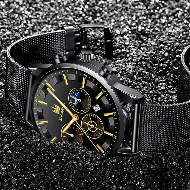 Sharms часы мужские водонепроницаемые повседневные Роскошные брендовые кварцевые