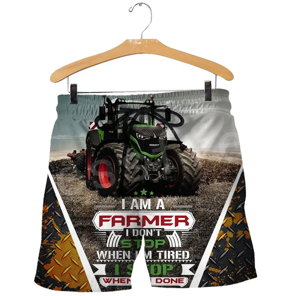 

Tessffel 2020Newest Worker Farmer Tractor instrument NewFashion Unisex Casual 3DPrint Summer funny Beach Shorts Short Pants s-2