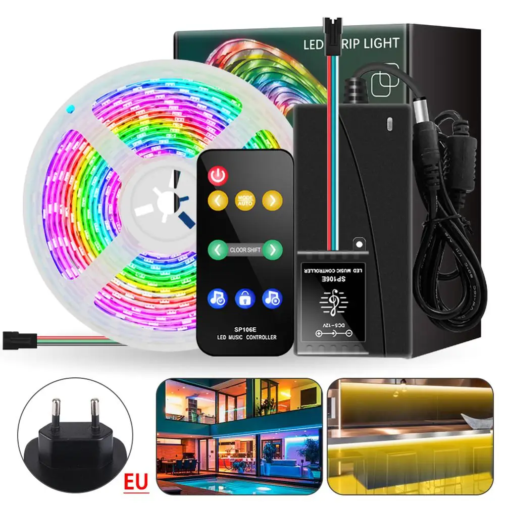 

LED Strip Lights Bluetooth RGB 5050 Flexible Waterproof Led light Tape Diode 5M 10M DC 12V Remote Control+Adapter Free shipping