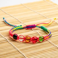 vintage ethnic multicolor beads strand bracelets hand knitted cotton red rope cute lucky bracelet hand accessories best gifts