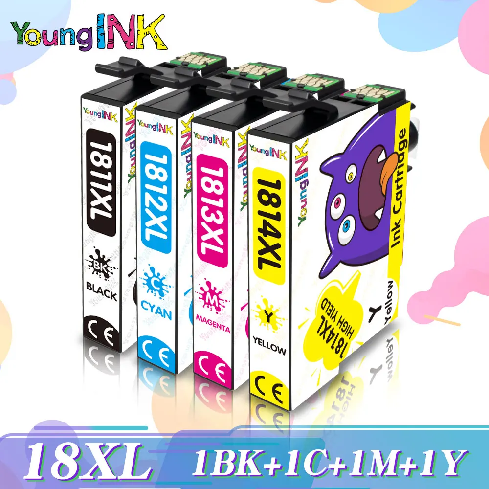 

YOUNGINK 18XL Ink Cartridge for Epson Black Ink 18XL 18 XL T1811 for XP-225 XP-215 XP-205 XP-312 XP-405 XP-412 XP425 XP305 XP315