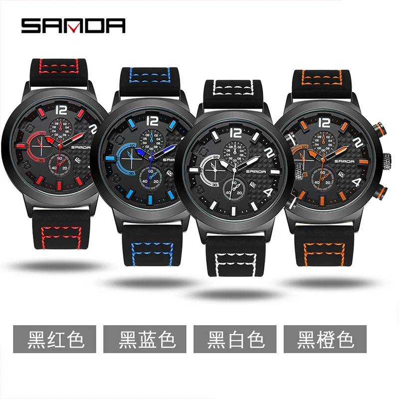 Новое поступление деловые мужские часы модные водонепроницаемые три глаза шесть