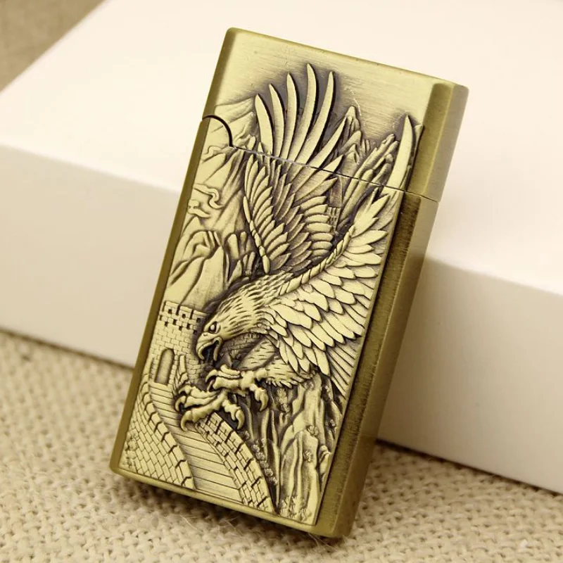 Unique Relief Wolf Cool Lighter For Men Butane Isqueiro Cigarette Windproof Refillable Gas Encendedores lighters smoking | Дом и сад