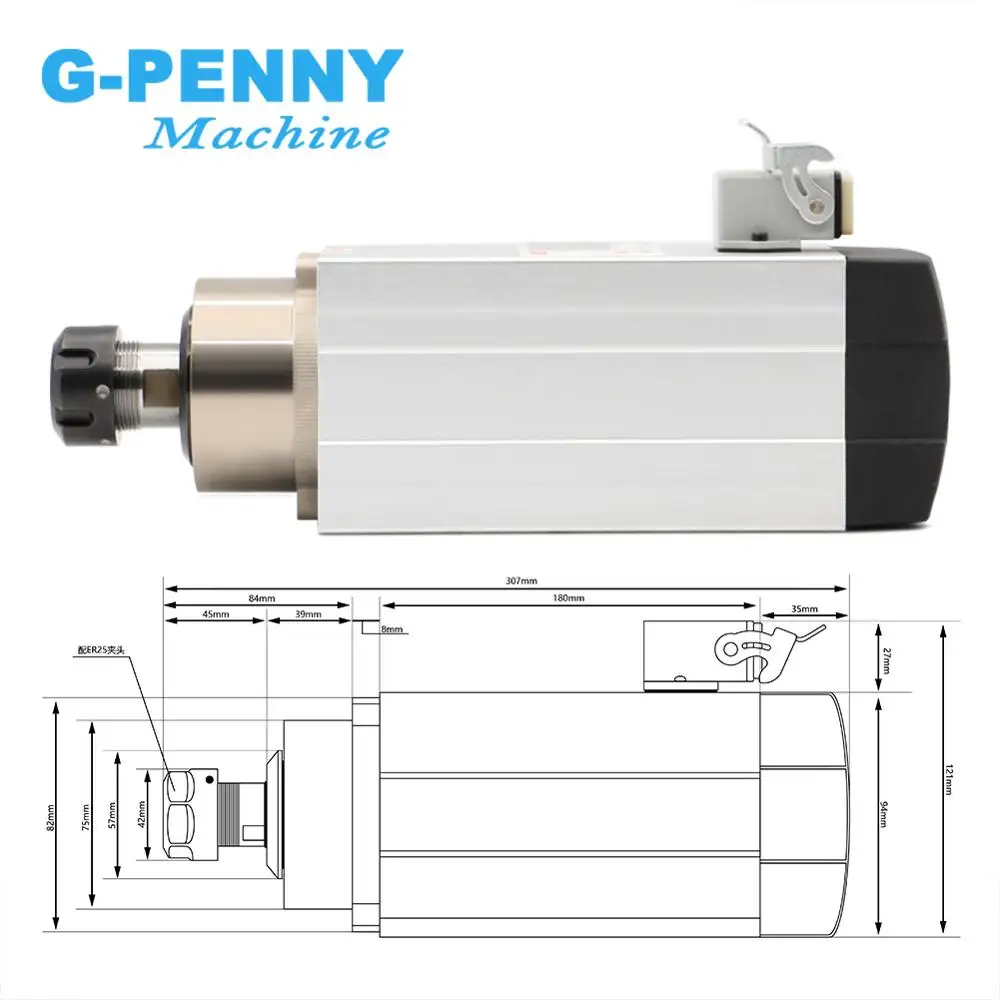 Новое поступление! 2.2kw ER25 воздушное охлаждение шпинделя 220v 4 шт. шарикоподшипники